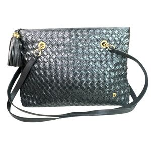 Bally Elegant Black Woven Leather tote Bag